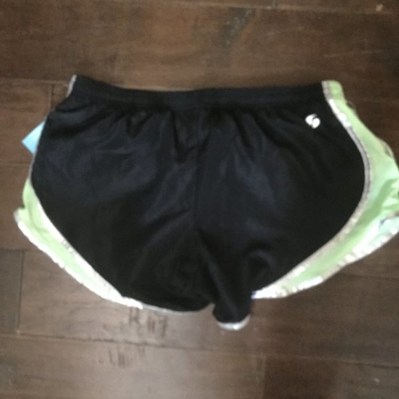 NWT Soffe Low rise lined black and green with silver trim size large - Picture 2 of 6